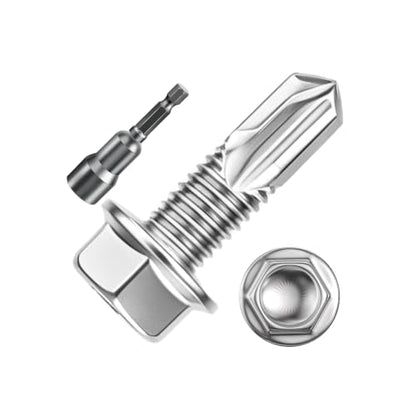 Wensilon 2lbs 5/16×1" Stainless Steel Self Drilling Screws, 70 PCS - color: Silver, size: 5/16×1"
