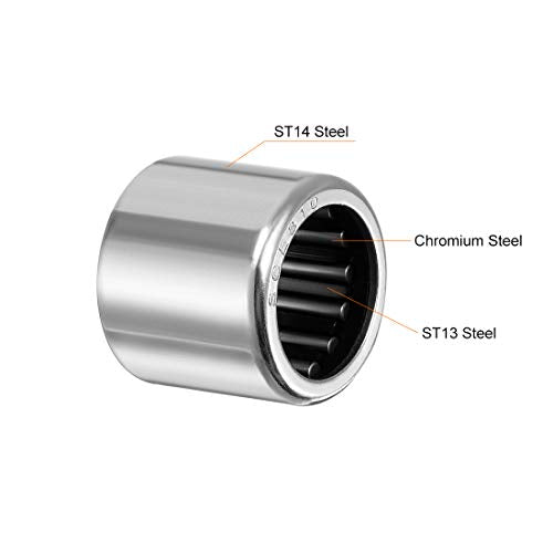 uxcell SCE810 Needle Roller Bearings, Drawn Cup Open End, 1/2-inch Bore 11/16-inch OD 5/8-inch Width 12300N Static Load 8800N Dynamic Load 5pcs - size: 1/2x11/16x5/8"