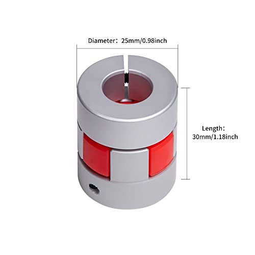 Aluminium Plum 3 Pieces Flexible Shaft Coupling Diameter 25mm Length 30mm Connector Flexible Coupler for 3D Printer CNC Machine and Servo Stepped Motor (D25 L30, 6-10mm) - size: 6mm to 10mm