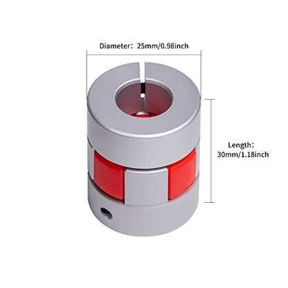 Aluminium Plum 3 Pieces Flexible Shaft Coupling Diameter 25mm Length 30mm Connector Flexible Coupler for 3D Printer CNC Machine and Servo Stepped Motor (D25 L30, 6-10mm) - size: 6mm to 10mm