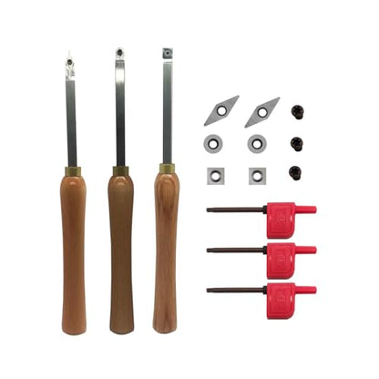 Woodturning Carbide Lathe Tools, Wood Turning Tool Set of 3 Rougher Detailer Finisher Carbide Lathe Tools for Woodturning