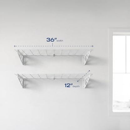 MonsterRax 12x36 Garage Wall Shelf 2-Pack, 300lb, White - color: White, size: 12"x36"