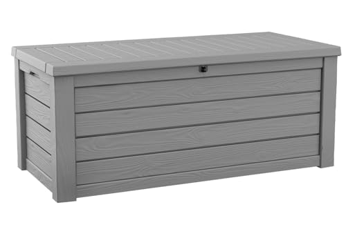 Keter Westwood 150 Gal Outdoor Storage Box for Patio and Pool Accessories - color: Light Grey