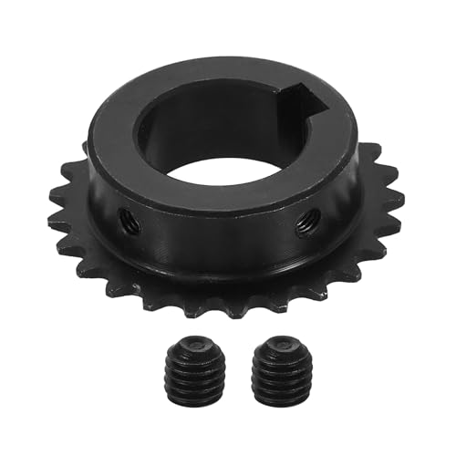 uxcell #25 Chain Roller Sprocket 25mm Bore 53.5mm OD, 25 Tooth C45 Carbon Steel ANSI #25 Roller Sprocket Round Hole with 8x3.3mm Keyway & Set Screws for ISO 04C Chain, Black - size: 25mm Bore 53.5mm OD, 25 Tooth, 8x3.3mm Keyway