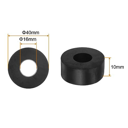 HARFINGTON 8pcs Rubber Spacer 1.57 Inch OD 0.63 Inch ID 0.4 Inch Thick Neoprene Round Anti Vibration Isolation Pads Isolator Rubber Washers Bushings for Home Cars Boat Accessories, Black - size: 16mm x 40mm x 10mm