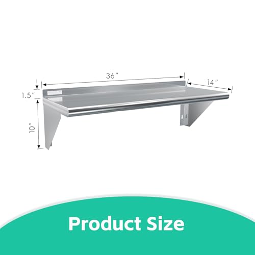 STABLEINK NSF Stainless Steel Wall Shelf 14x36 Inches, Commercial Kitchen - size: 14"x36"
