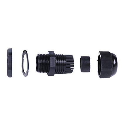 PG21 Waterproof Cable Gland Joints w Gaskets for 13-18mm Adjustable Lock Nut Connector Black Cable 6-Pack - size: PG21