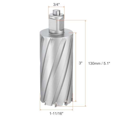 HARFINGTON Annular Cutter 1-11/16" Dia 3" Depth 3/4" Shank TCT Cutting Drill Bits with Pin for Magnetic Drill Press - size: 1-11/16" x 3"