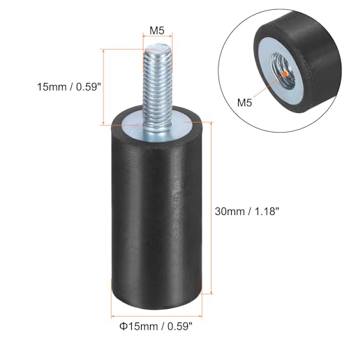 uxcell 6pcs M5x15mm Rubber Isolator Mounts with Studs 15x30mm - size: VD-D15*H30, M5*15