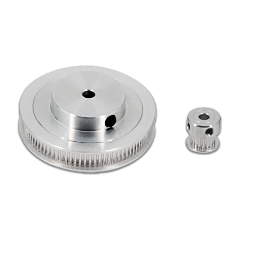 2PCS Set GT2 Synchronous Wheel 20&80 Teeth 5mm Bore Aluminum Timing Pulleys with 2PCS Length 250mm Width 6mm Belt (20-80T-5B-6) - style: 20-80T-5B-6