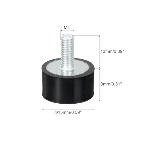 uxcell M4 Thread Rubber Mounts, Vibration Isolators, Cylindrical Shock Absorber with Studs 15 x 8mm 8pcs - size: M4x15x8mm