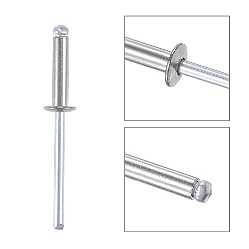uxcell Blind Rivets 304 Stainless Steel 4mm Diameter 16mm Grip Length Silver 50pcs - size: 4mm x 16mm