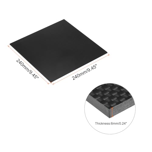 MECCANIXITY 1 Pcs Carbon Fiber Sheet 240x240x6mm Glossy Surface Pultruded Flat Carbon Fiber Board Plate Plain Weave Panel Sheet for Kites RC Airplane - size: 240x240x6mm, style: Glossy