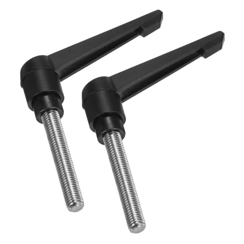 uxcell 2pcs Clamping Lever Handles, M10 x 50mm 304 Stainless Steel Threaded Male Stud, Adjustable Handles Locking Quick Release Ratchet Push Button Bolt Knobs, Black - size: M10 x 50mm