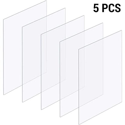 5 Pack 8" x 12" Clear Acrylic Sheet 0.04" Thick Plexiglass Sheet with Protective Film on Both Sides Transparent Plastic Boards for Crafts Picture Frame Glass Replacement DIY Display Projects