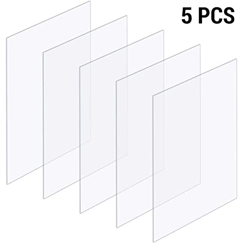 5 Pack 8" x 12" Clear Acrylic Sheet 0.04" Thick Plexiglass Sheet with Protective Film on Both Sides Transparent Plastic Boards for Crafts Picture Frame Glass Replacement DIY Display Projects