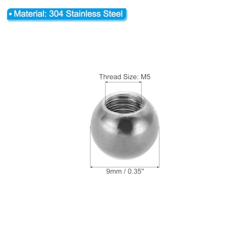 PATIKIL M5x9mm Ball Nuts Knob, 8 Pcs Female Thread 304 Stainless Steel Round Blind Hole Screw Cap Cover for Lighting Machinery DIY Decoration, Silver - size: M5x9mm