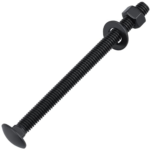 1/2-13 x 4-1/2" (4 Sets) Carriage Bolts Black, 304 (18/8) Stainless Steel Carriage Screws with Hex Nuts and Flat Washers, Square Neck Round Dome Head, Coarse Thread - size: 1/2-13 x 4-1/2"