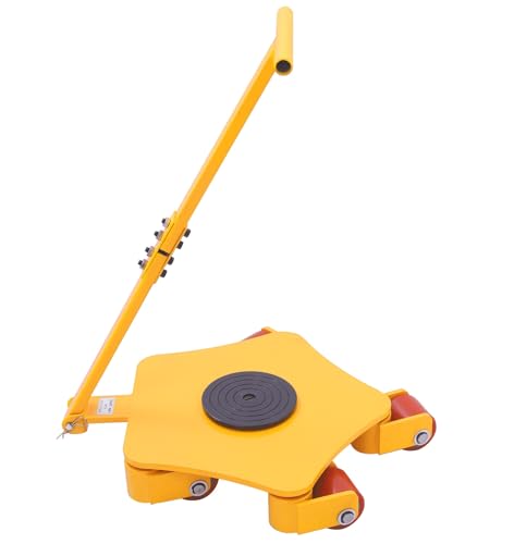 Heavy Duty Machine Dolly Skate Machinery Roller Mover Cargo 4T, Machinery Mover with 5 Swivel Rollers, 8818lbs Machine Moving Skate with Handle for Warehouse and Workshop Transporting (Yellow) - color: Yellow