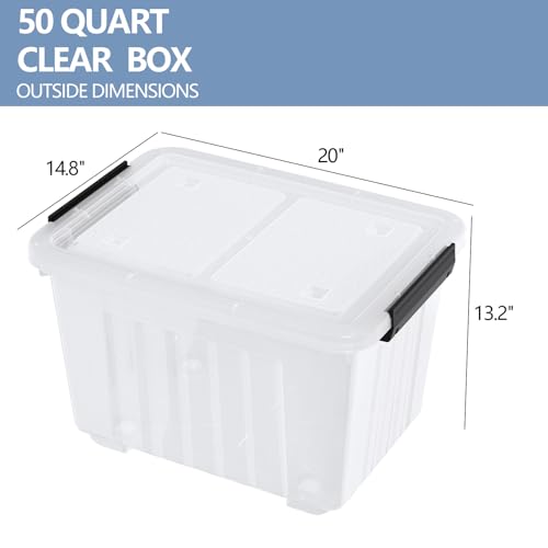 Zopnny 50 Qt Stackable Plastic Storage Bins with Lids, 4 Pack - size: 50 Quart