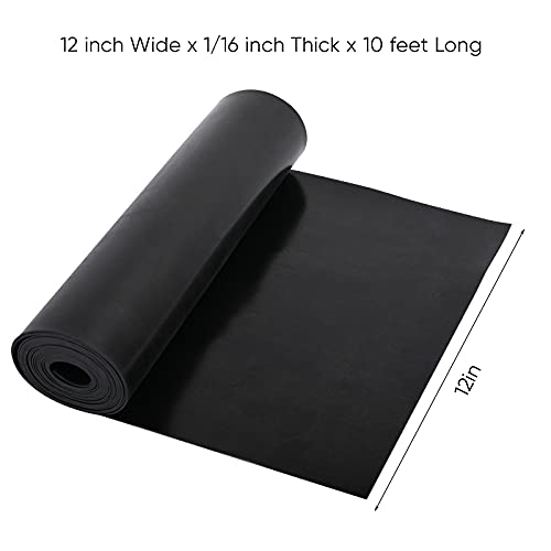 Neoprene Rubber Gasket Strip Waterproof, 1/16 Inch Thick x 12 Inch Wide x 10 Feet Long Rubber Gasket Strip for Warehouse, Pads, Seals, Weather Stripping, Crafts, Flooring, Supports. - size: W:12In x T: 1/16In x L: 10Ft