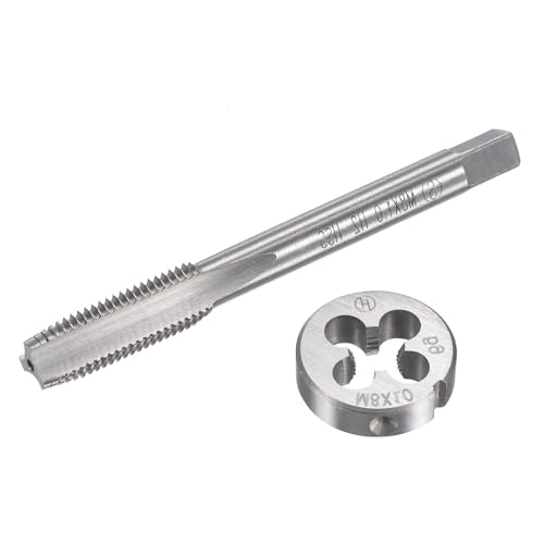 M8x1mm Metric Tap and Die Set,Machine Thread Screw Tap with Round Threading Die,Tap & Die Kit for Nut Screw Bolt Thread Repair - size: M8x1mm