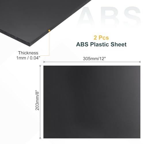 uxcell 2 Pack ABS Plastic Sheet, 0.04" Thick 8"x12" Flexible Hard Plastic Sheet, Heat Moldable Panel for DIY Crafts Home Decoration, Black - color: Black, size: 0.04"x8"x12"