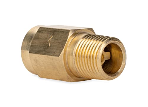 Camco RV Water Heater Backflow Preventer - Features a Heavy-Duty Brass with a Stainless Spring Construction and a 1/2"-14 NPT Male x 1/2"-14 NPT Female (23303)