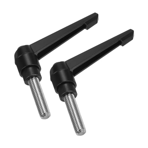 uxcell 2pcs Clamping Lever Handles, M12 x 40mm 304 Stainless Steel Threaded Male Stud, Adjustable Handles Locking Quick Release Ratchet Push Button Bolt Knobs, Black - size: M12 x 40mm