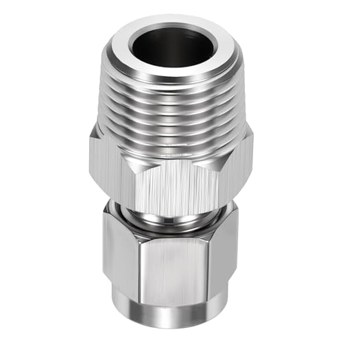 6mm OD Compression x 3/8" NPT Male Union Coupling Connector - size: 1/4"OD x 3/8" NPT Male