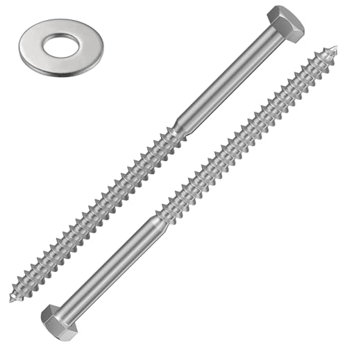 Wensilon Lag Screws Wood Screws (8PCS, 1/2"x6", Silver) Hex Head Lag Bolts,(12x150) Heavy Duty Lag Screws,304 Stainless Steel Bolts 18-8 - color: Silver, size: 1/2"x6"
