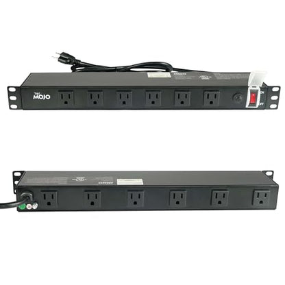 Tecmojo 1U Rackmount Network-Grade PDU, 12 Wide-Spaced Right Angle Outlets, Circuit Breaker 12A (UL Certified 12A) 6ft Cord w/ 5-15P Plug, Black(SKU# 13111201) - size: 12 Outlets/12A/Overloading Protection