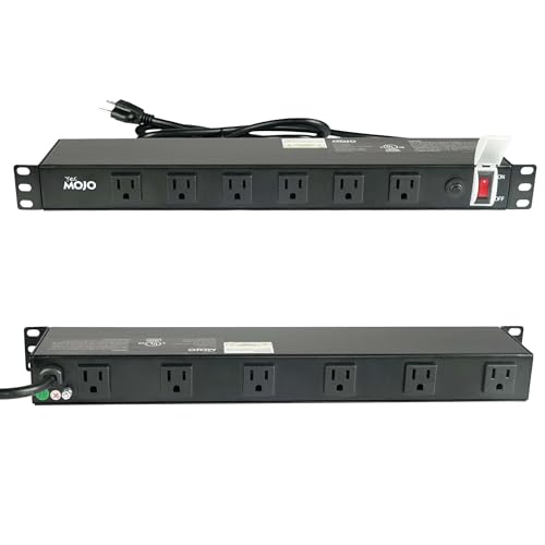 Tecmojo 1U Rackmount Network-Grade PDU, 12 Wide-Spaced Right Angle Outlets, Circuit Breaker 12A (UL Certified 12A) 6ft Cord w/ 5-15P Plug, Black(SKU# 13111201) - size: 12 Outlets/12A/Overloading Protection