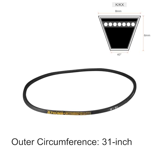 uxcell K-31 V Belt Machine Transmission Rubber, Black Replacement Drive Belt 31 inch Outer Girth 8mm Width 6mm Height JIS Standard - size: 31"