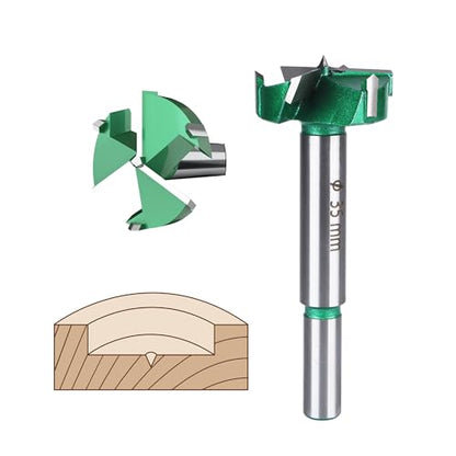 HUHAO 1-3/8" | 35mm Triple Flute Forstner Drill Bit, Tungsten Carbide Upgraded Drilling Hole Saw Woodworking Hinge Cutter Tool Kits for Wood,Plywood,Plastic,MDF - size: 35 mm