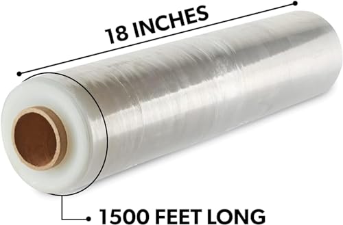 High Performance Hand Wrap Stretch Wrap Film 18 Inch x 120 Gauge x 1000 Feet 4 Rolls Per Case Heavy Duty 120 Gauge