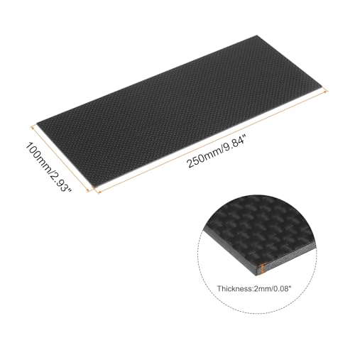 MECCANIXITY 1 Pcs Carbon Fiber Sheet 100x250x2mm Glossy Surface Pultruded Flat Carbon Fiber Board Plate Plain Weave Panel Sheet for Kites RC Airplane - size: 100x250x2mm, style: Glossy