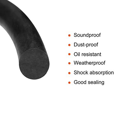 uxcell Nitrile Rubber Round Seal Strip, 2mm(5/64") Diameter 6 Meters (19.69Ft) Long Hard Solid Rubber Weather Stripping for DIY Gasket, Industrial Equipment, and Furniture - size: 2mmx6m