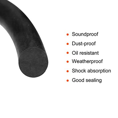 uxcell Nitrile Rubber Round Seal Strip, 2mm(5/64") Diameter 6 Meters (19.69Ft) Long Hard Solid Rubber Weather Stripping for DIY Gasket, Industrial Equipment, and Furniture - size: 2mmx6m
