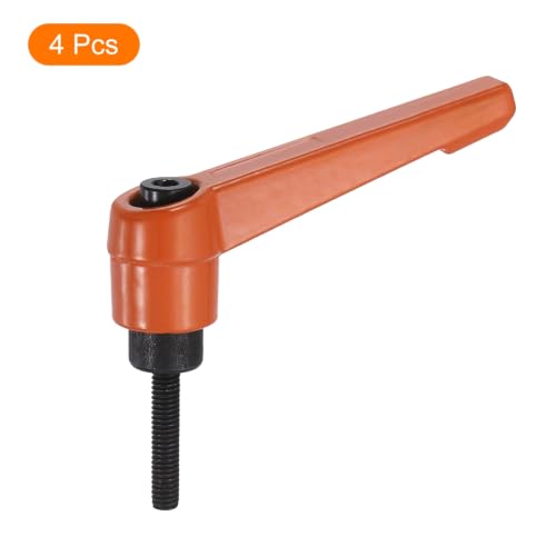 uxcell Clamping Lever Handles for Lathe, M4x20mm Male Thread Orange 4Pcs - size: M4x20mm