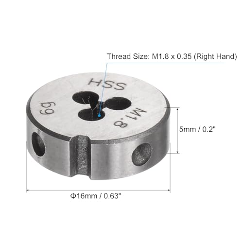uxcell Round Threading Dies, Metric M1.8 x 0.35 Thread (Right Hand), High Speed Steel (HSS) Screw Cutting Die Repair Tool - size: M1.8 x 0.35