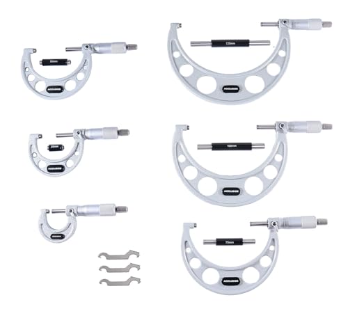 Accusize Industrial Tools 0-150 mm Precision M-Type Metric Outside Micrometer 6 Pc Set, Eg00-9150 - size: 0-150mm 6pc/set