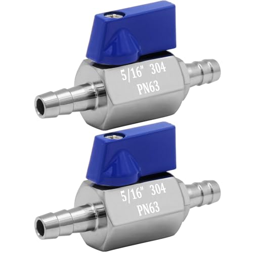 2PCS Stainless Steel 5/16" Mini Ball Valve Shut Off Valve 5/16" Hose Barb - size: 5/16" Hose Barb