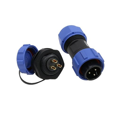SP17 3 Pin Plug Socket Connector Aviation Circular Male Female 10A, Dustproof Cap 14AWG Wire for Industrial Power Outdoor Application - size: 3 pin 10A