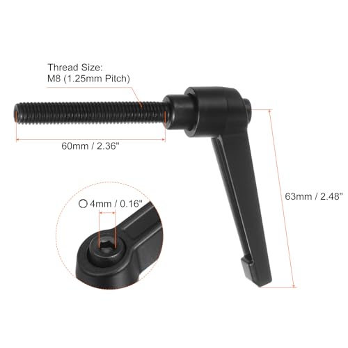 HARFINGTON 8pcs Adjustable Clamping Lever Handles M8 x 60mm Male Thread Bolt Knobs Rotating Screw Locking Quick Release Ratchet Push Button Handle, Black - size: M8 x 60mm