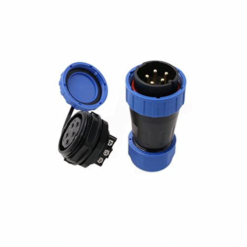 TY28 5 Pin 25A Aviation Waterproof Bulkhead Connector Male Female Wire Plug Socket Screw-Crimp Solder-Free Quick Disconnect Panel Mount for Outdoor Electrical Device - color: Panel Mount, size: 5 Pin 25A