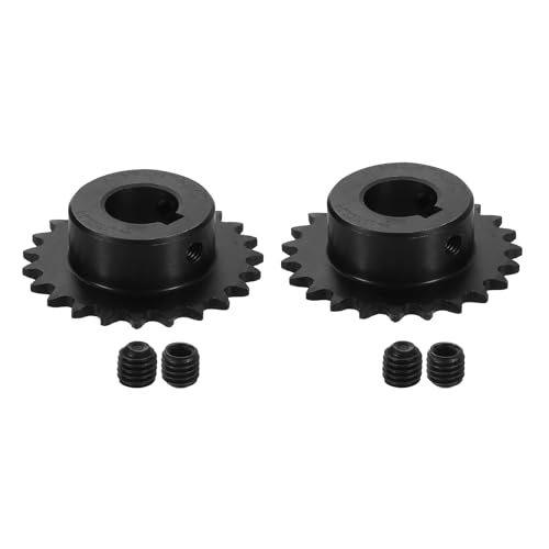 uxcell 2 Pcs #25 Chain Roller Sprocket 15mm Bore, 1/4" Pitch 23 Tooth C45 Carbon Steel ANSI #25 Roller Sprocket Keyway 5 x 2.3mm with Set Screws for ISO 04C Chain - size: 15mm Bore 23 Tooth 5 x 2.3mm Keyway