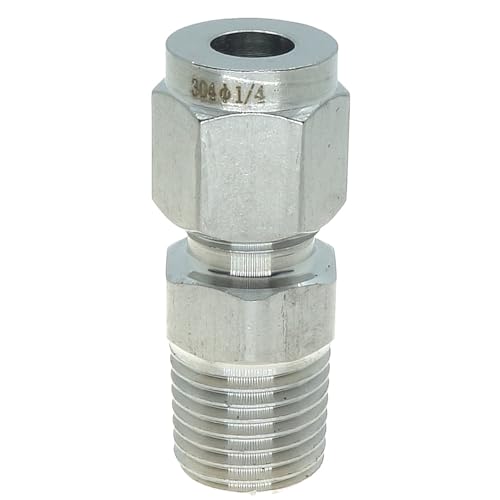 1 piece 1/4" Tube OD x 1/4" NPT Male Pipe Double Ferrule Compression Fitting Straight Adapter Connector 304 Stainless Steel,1000 Psi - size: 1/4"OD x 1/4"NPT, style: 1 piece