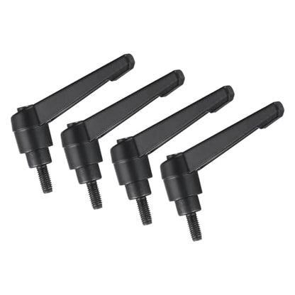 uxcell 4pcs Clamping Lever Handles, M5 x 16mm Black Oxide Carbon Steel Threaded Male Stud, Adjustable Handles Locking Quick Release Ratchet Push Button Bolt Knobs, Black - size: M5 x 16mm