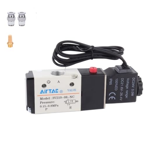 Solenoid Valve AC220V 3/2 Way AirTAC 3V210-08 1/4"PT Outlet Wire Normally Closed Air Pneumatic Electric - size: 1/4"PT, style: 3V210-08 AC220V Out of line
